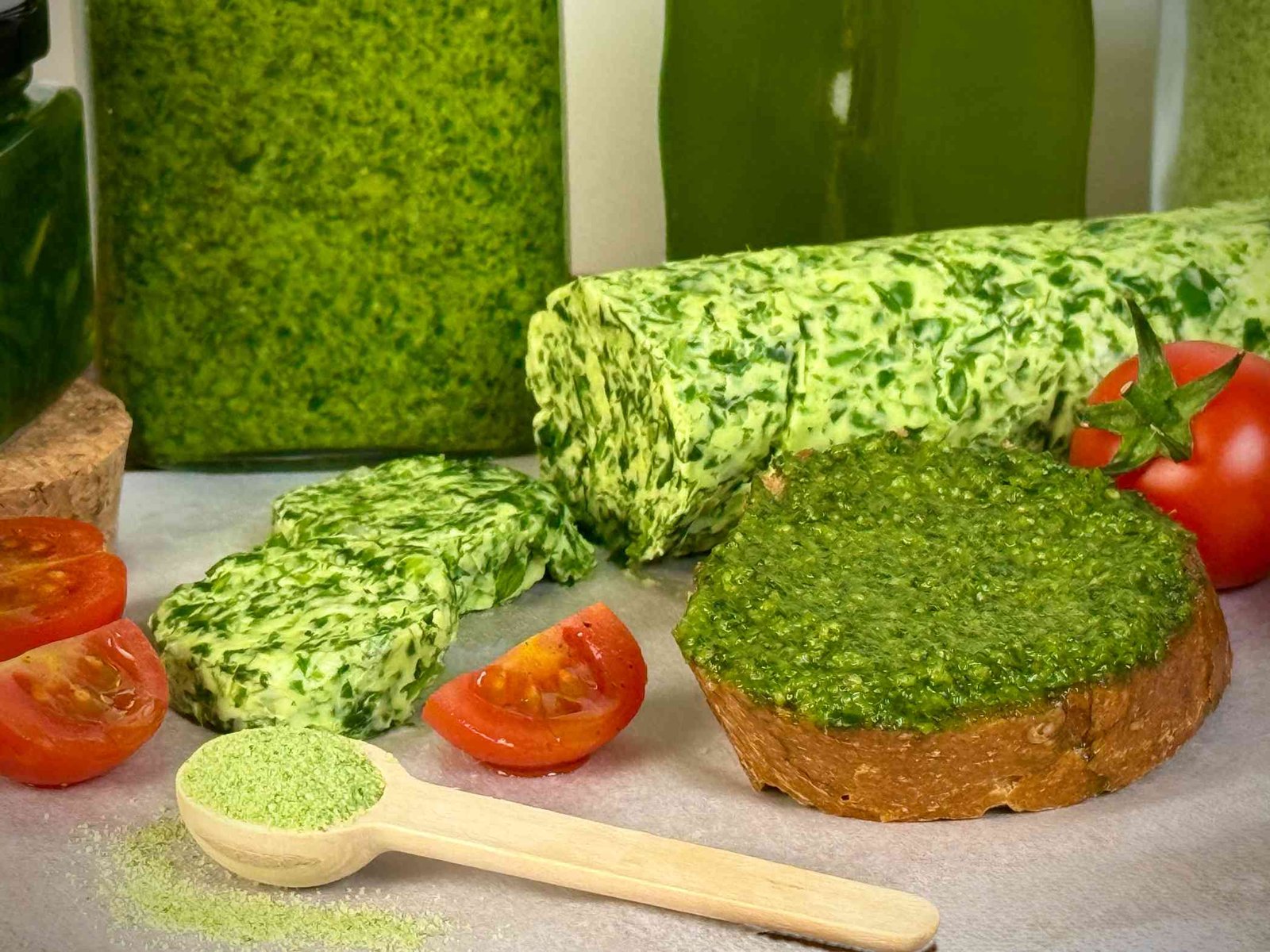 kako-iskoristiti-sacuvati-srijemus Različiti načini čuvanja srijemuša: pesto, začinska so i maslac sa začinskim biljem.