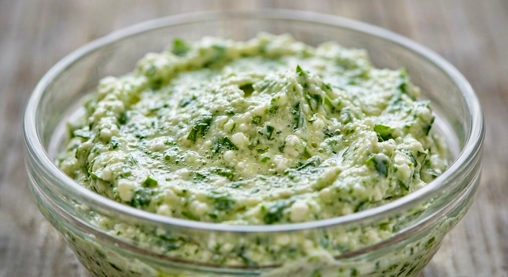 namaz-srijemus-sir Kremasti namaz od mladog sira, pavlake i svježeg srijemuša-medvjeđeg luka.